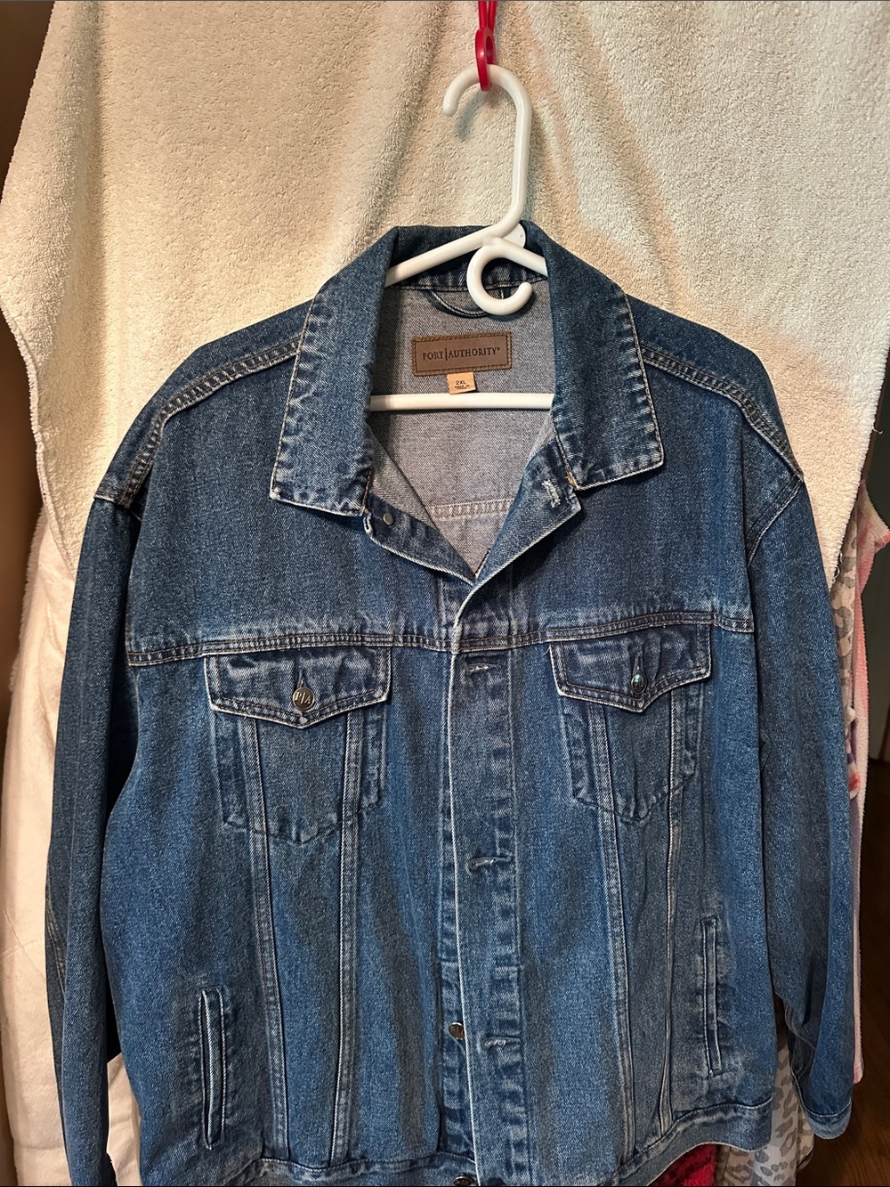 Port Authority Men's Dark Blue Denim Trucker Jacket